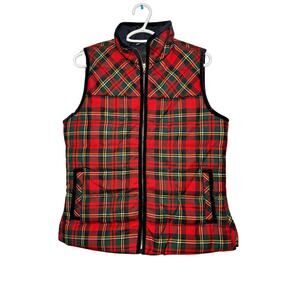 J Crew tartan plaid mountain wool puffer vest womens medium outdoor warm holiday